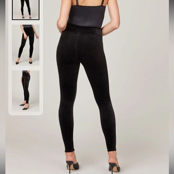 NWOT Spanx Black Velvet Leggings - Picture 4 of 9